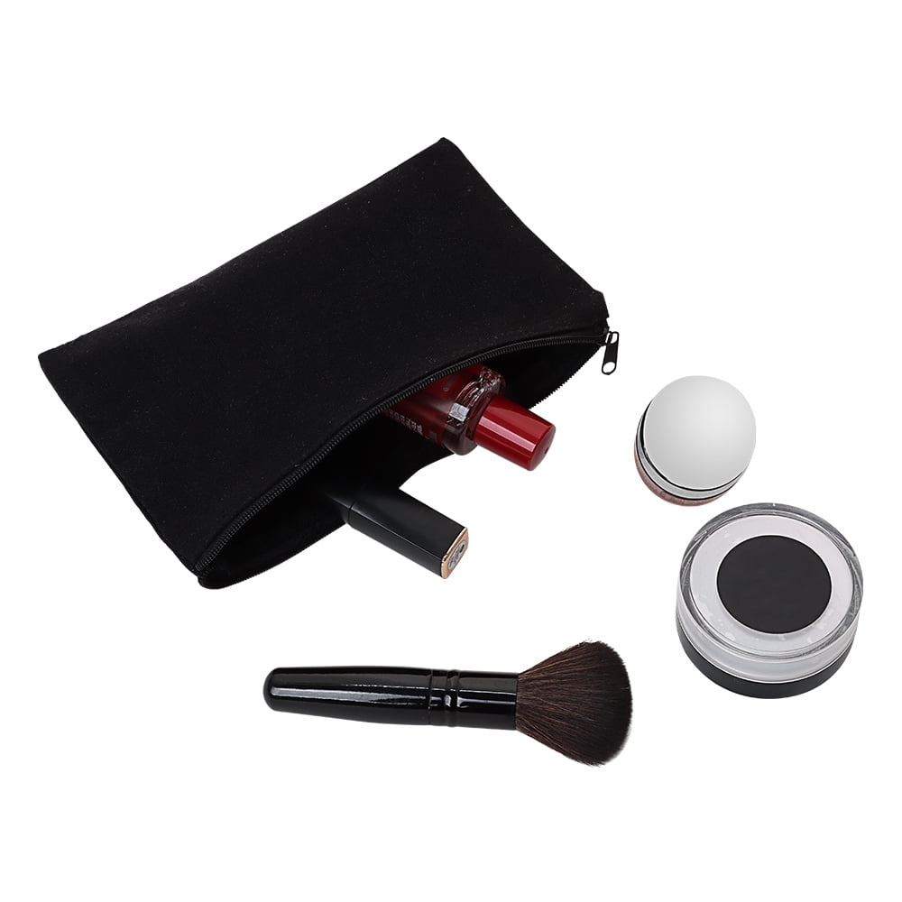 Aspire 12-Pack Canvas Pencil Pouch, Black Zipper Makeup Case, 8-1/4 x 4-3/4 Inches