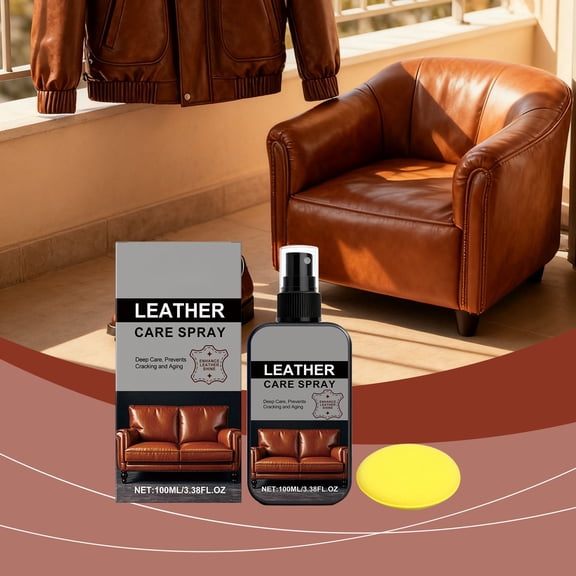 Leather Cleaner and Conditioner Spray 3-in-1 Deep Cleaning Nourishing Protection for Car Seats Sofa Furniture Bags Shoes Jackets Restores Softness Prevents Cracking
