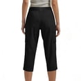 thumbnail image 4 of MLQIDK Pedal Pushers for Women Cargo Capri Pants Trendy Summer Knee Length Elastic Waist Comfy Capris Dressy Casual Cargo Capris with Pockets Black S, 4 of 4