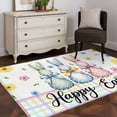 thumbnail image 3 of 3'x5' Rug for Living Room Bedroom, Easter Bunny Washable Area Rugs Non-Slip Carpet Mats, Spring Watercolor Polka Dot Flower Plaid Indoor Low Pile Area Rug Runner for Kitchen, Mudroom, 3 of 8