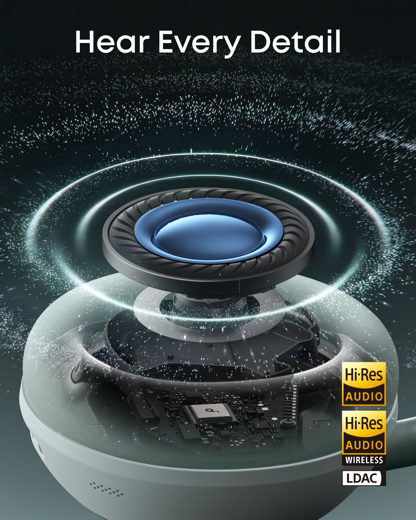 soundcore Space 2 by Anker, Active Noise Cancelling Headphones,Comfortable Fit, 50H Playtime, LDAC Hi-Res Wireless Audio, Dual Connection, Clear Calls, Bluetooth 6.1, Nap Mode, Wearing Detection