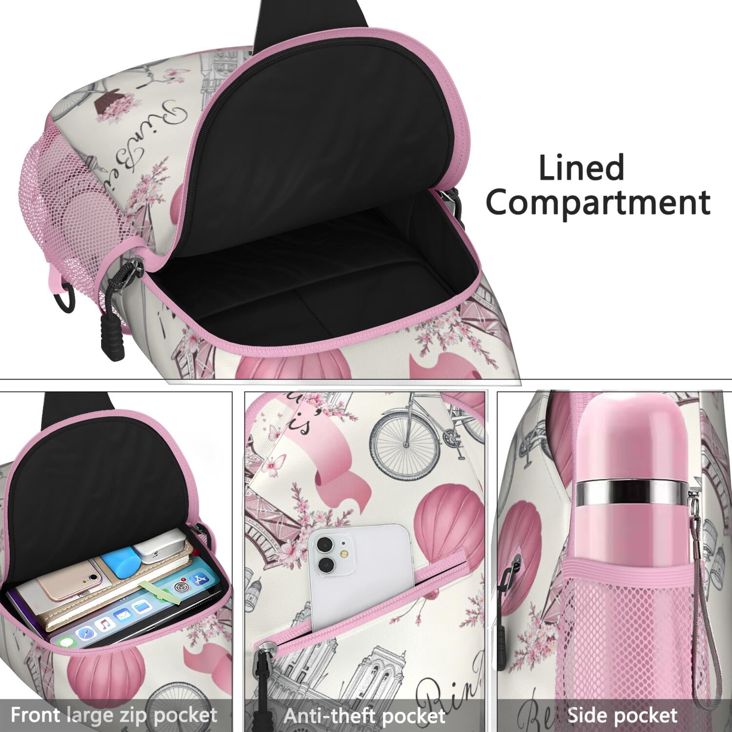 Sling Bag Paris Travel Sling Bag Travel Bag Hiking Bag for Men Women
