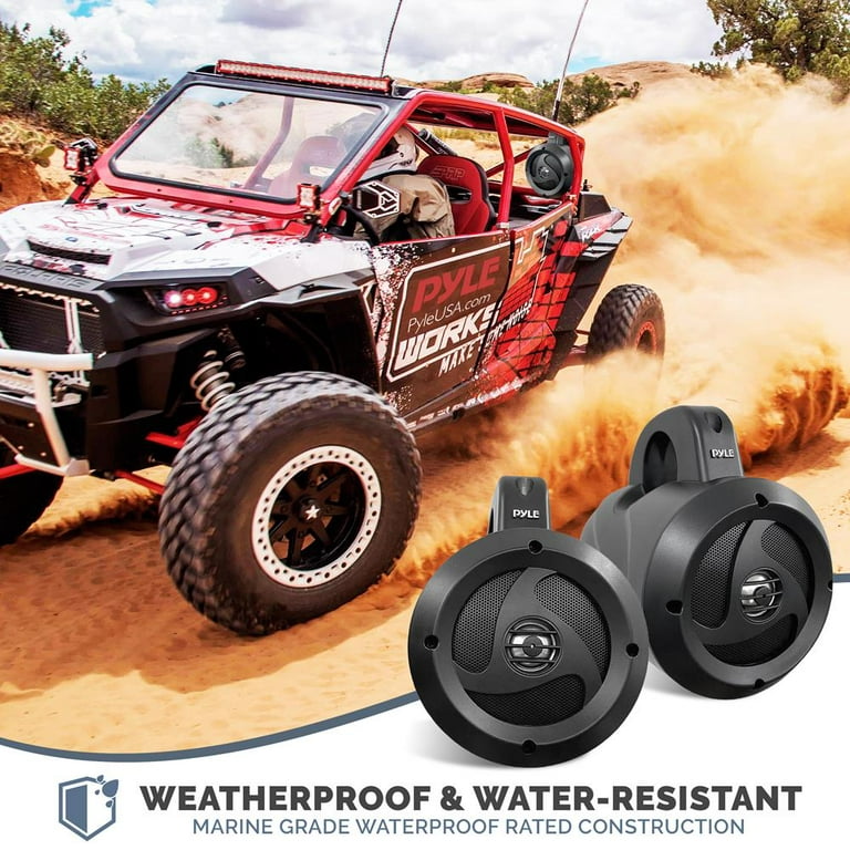 Pyle 2-Way Dual Waterproof Off-Road Speakers - 4 Inch 900W Marine