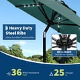 thumbnail image 6 of 9FT Outdoor Patio Market Umbrella with 32 Solar LED Lights – Tilt & Crank Adjustment, 8 Sturdy Ribs, Waterproof UV-Resistant Sunshade for Pool, Deck & Backyard, 6 of 7