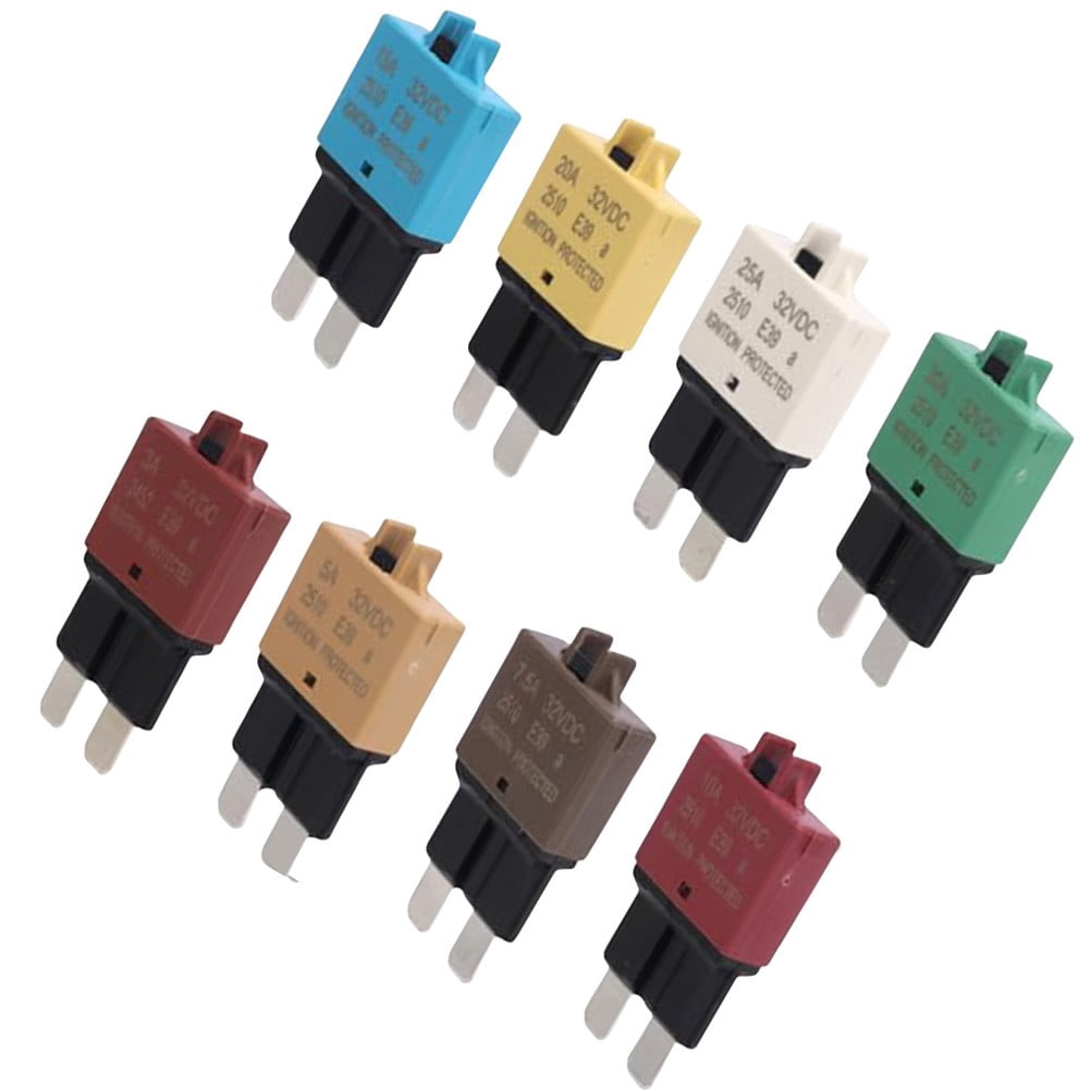 SPRING 8Pcs Car Pack Circuit Breaker Blade Manual Reset Fuse For Marine Boat Rv Truck Cars 3A 5A 7.5A 10A 15A 20A 25A 30A Mixed