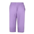 thumbnail image 5 of Purple Linen Pants Women's Knee Length Short Pants Ladies Loose Casual Solid Color Shorts Sweatpants Womens Fashion, 5 of 6