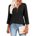 thumbnail image 3 of WIHOLL 3/4 Length Sleeve V Neck Blouses for Women Dressy Casual Spring Summer Tops Business Casual Resort Wear, 3 of 11