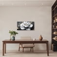 thumbnail image 5 of ZHONGYUTONG White Floral Canvas Wall Art Large Flower Gold Pictures Wall Decor Minimalist Lotus Paintings for Living Room Bedroom Decor Framed (12.00" x 24.00"), 5 of 5