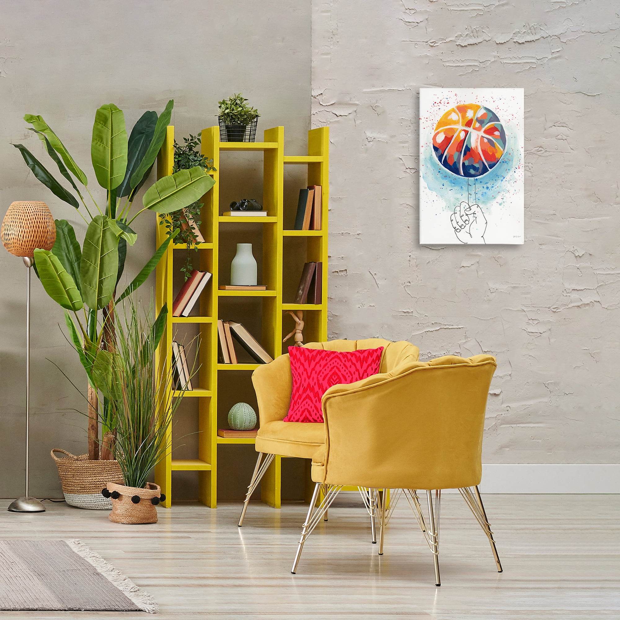 Stupell Industries Abstract Basketball Trick Sports Painting Wrapped Canvas Art Print Wall Art, 16 x 24