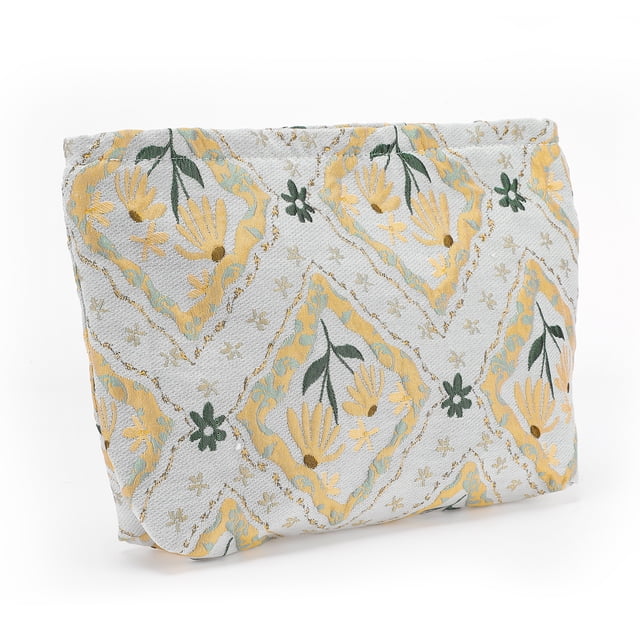 1 Pc Bolsa de Maquillaje Floral Portátil para Mujeres para Actividades al Aire Libre Viaje Amarillo Gris Lona