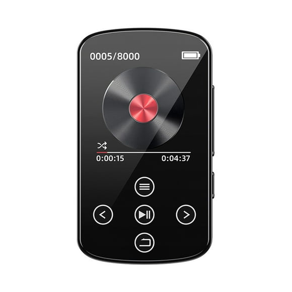 Reproductor de MP3 Deportivo con Bluetooth y Clip, Pantalla Táctil de 1,5 Pulgadas, Mini Reproductor de Vídeo, Radio FM, Grabadora, Libro Electrónico, Tarjeta TF