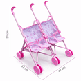 thumbnail image 2 of Carriola Doble para Muñecas Plegable Rosa 51 cm x 47 cm x 37 cm, Cochecito Gemelar Infantil, Ligero y Fácil de Transportar, 2 of 4
