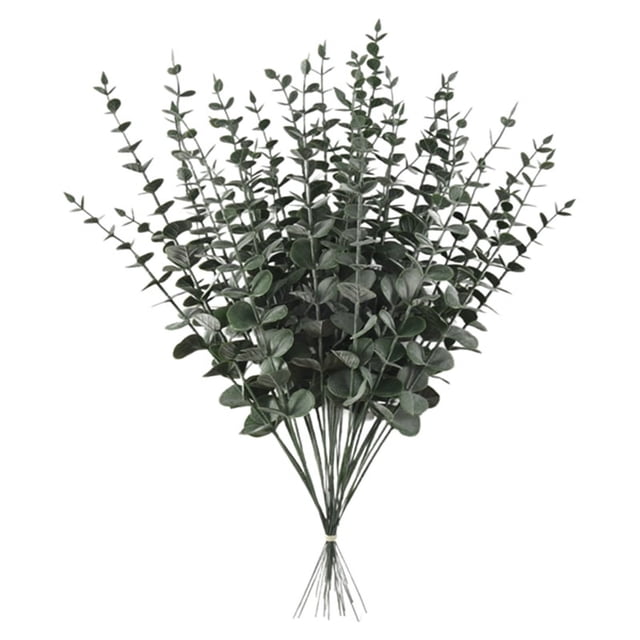 36 Piezas de Tallos Eucalipto Hojas Artificiales Ramas Toque Verde Gris Verdadero