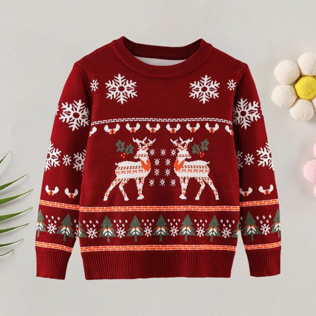 Jersey de punto para niños y niñas, suéter cómodo y acogedor, suéter de copo de nieve de Navidad