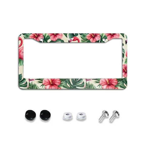 Tropical Flamingo License Plate Frames for Women Men Car Plate Holder Cover Metal Tag Aluminum Car Accessories Front Rear Plate Decor