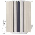 thumbnail image 2 of Shower Curtains for Bathroom, Midnight Blue Striped Waterproof Fabric Shower Curtain, Beige Geometric Modern Art Decorative Bathroom Curtain for Bathtub, 36"x72", No Hooks Included, 2 of 9