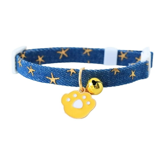 Collier pour Chat en Tissu Cowboy Détachable avec Pendentif pour Chat, Imprimé d'Étoiles, Clochette Réglable de 7 à 11 Pouces, Boucle à Dégagement Rapide pour Chats Femelles et Mâles