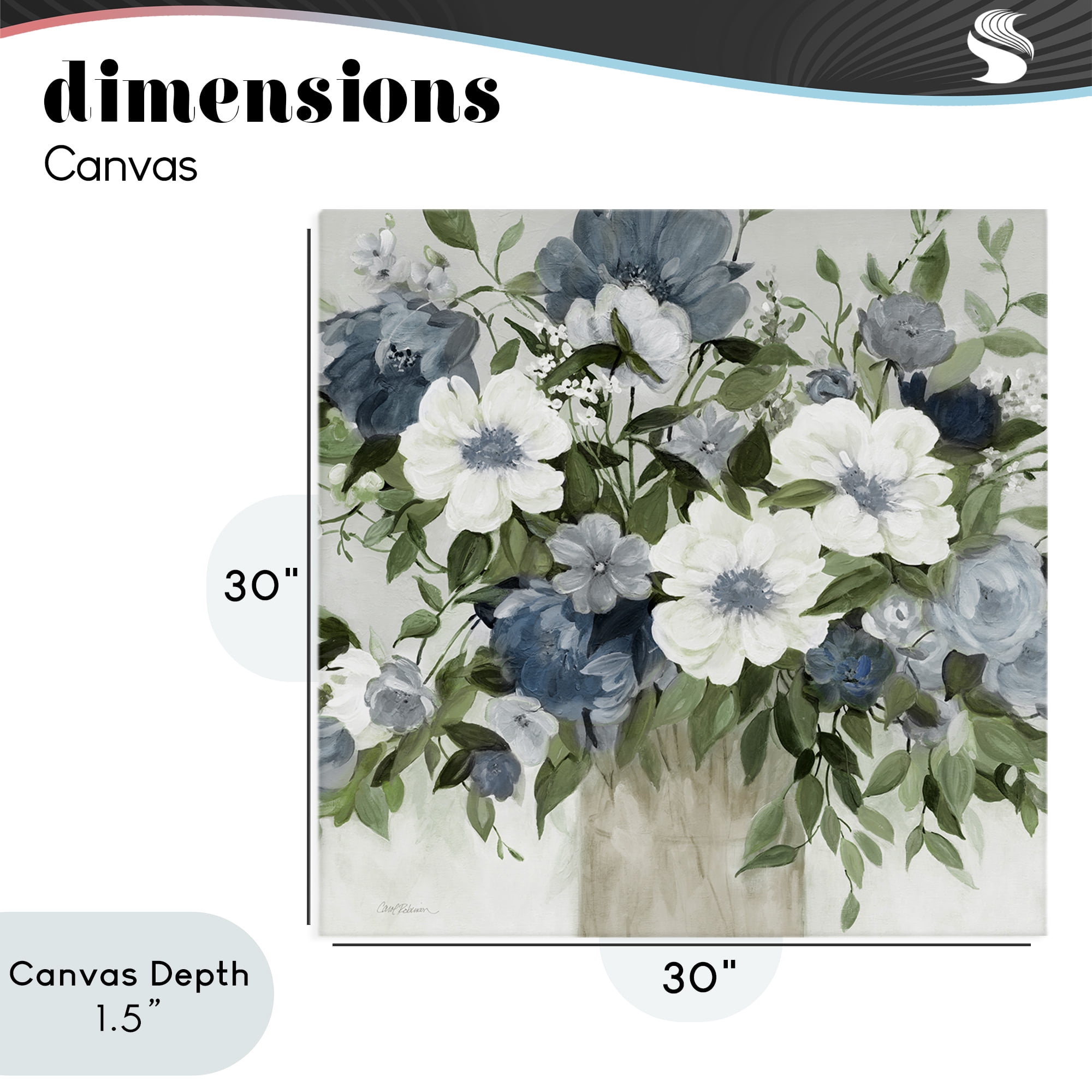 Stupell Industries White & Grey Blossoms Canvas Wall Art, design by Carol Robinson