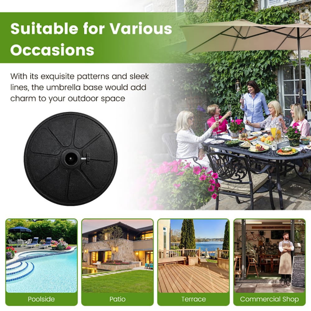 Resenkos 31LBS 18-Inch Round Outdoor Umbrella Base, Black