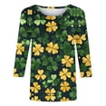 thumbnail image 5 of St. Patrick's Day Shirt for Women Vintage Shamrock Graphic T-Shirt 3/4 Sleeve Crewneck Loose Fit Festival Apparel Irish Clover Print Holiday Celebration Tops, 5 of 5