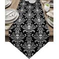 thumbnail image 1 of Cotton Linen Table Runners Halloween Skull Back and White Printed Kitchen Dining Burlap Table Decoration for Home Party Decor 16 x 72 Inch, 1 of 8