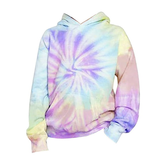 AOMPMSDX Spring And Autumn New Children'S Tie Dye 3D Printed Hoodie Pullover Sweatshirt Long Sleeve Pocket Long Sleeve Hoodie Kids Hoodies And Sweatshirts Purple 150(11 Years-12 Years)