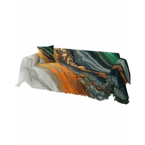 Teal Orange Marble Sofa Covers for 3 Cushion Couch, Washable Sectional & L Shape Couch Covers for Dogs/Cats/Kids, Modern Ink Painting Abstract Non Slip Sofa Slipcover Futon Cover 71''x150''