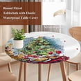 thumbnail image 3 of Christmas Round Tablecloth 55-60 Inch Round Fitted Table Cloth with Elastic Edge, Xmas Tree Watercolor Food Red Green Blue Waterproof Table Cover Protector for Outdoor Picnic Party Dining, 3 of 6