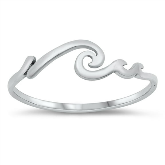 Simple Minimalist Ocean Wave Ring .925 Sterling Silver Band Jewelry Female Male Unisex Size 3