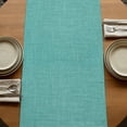 thumbnail image 5 of Vintage Teal Green Burlap Cotton Table Runner 13x36 Inches Short, Farmhouse Retro Solid Color Linen Texture Farmhouse Table Runners, Outdoor Dining Tablecloths Decor for Baby Shower/Party/Wedding, 5 of 8