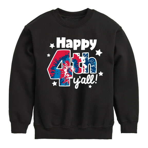 Instant Message - Happy 4th Y'all! - Tie dye - Toddler & Youth Crewneck Fleece Sweatshirt
