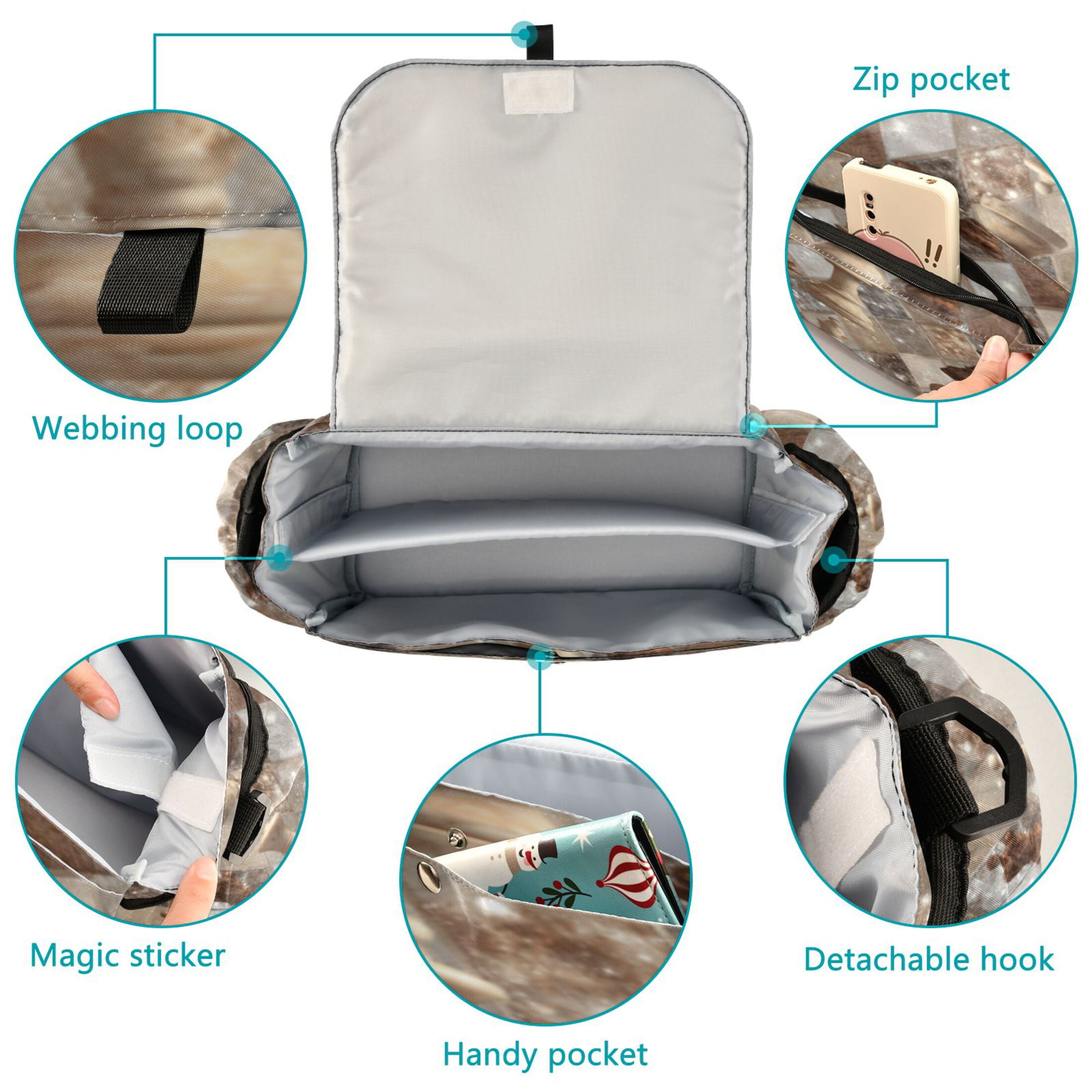 DIXRUYEE Stroller Organizer Vintage Chessboard Elegance Printed