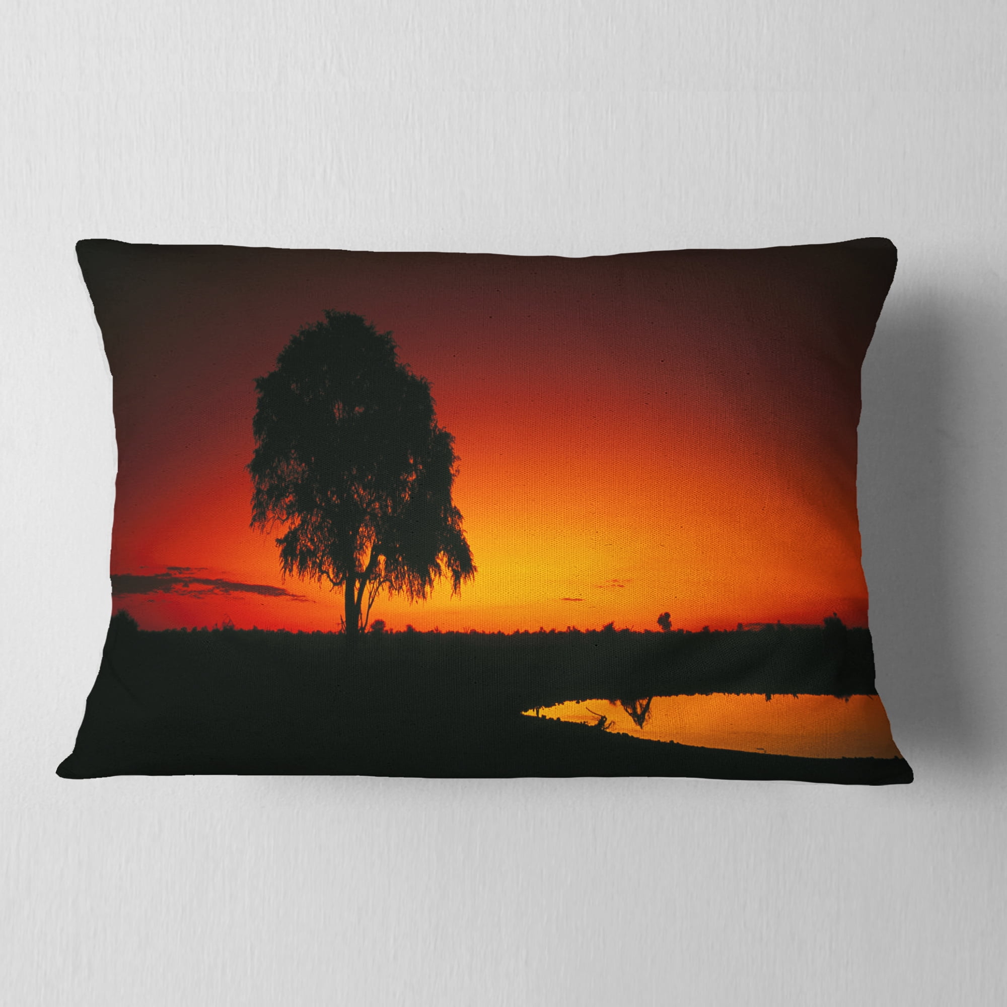 Designart Sunset View in Tanzania - African Landscape Printed Throw Pillow - 12x20