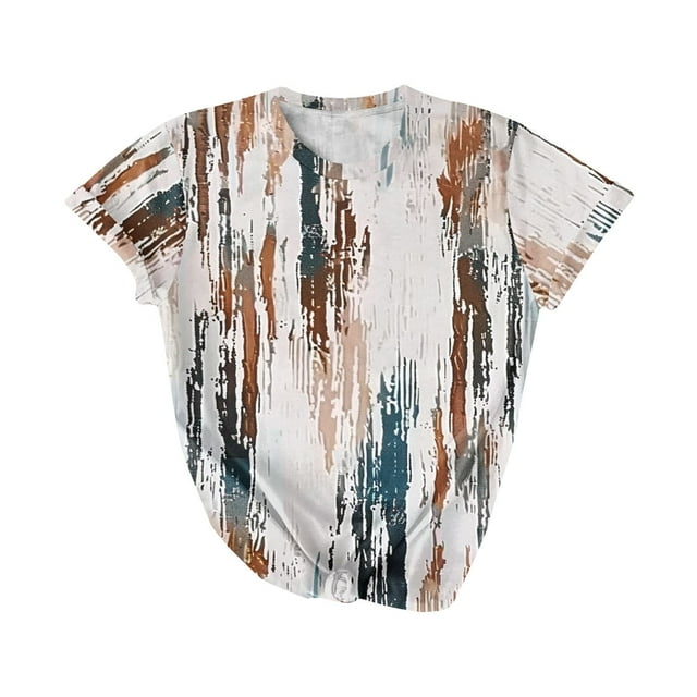 XMMSWDLA Women's Summer Solid Short Puff Round Neck Workwear Office Blouse Top Multicolor Plus Size Tops
