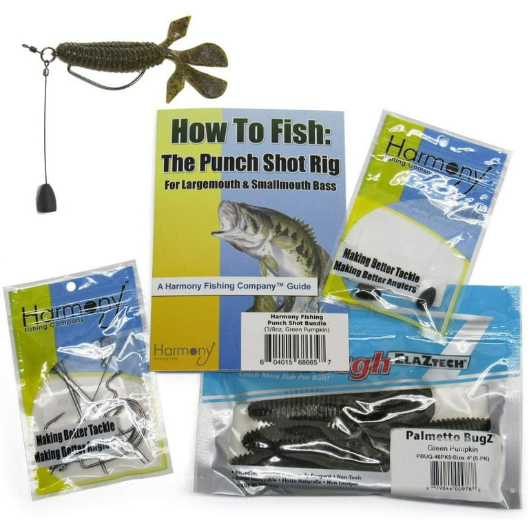 Harmony Fishing - Punch Shot Rig Startup Kit Punchshot Rigs, Hooks,  Tungsten Weights, and ZMan Soft Plastic Baits