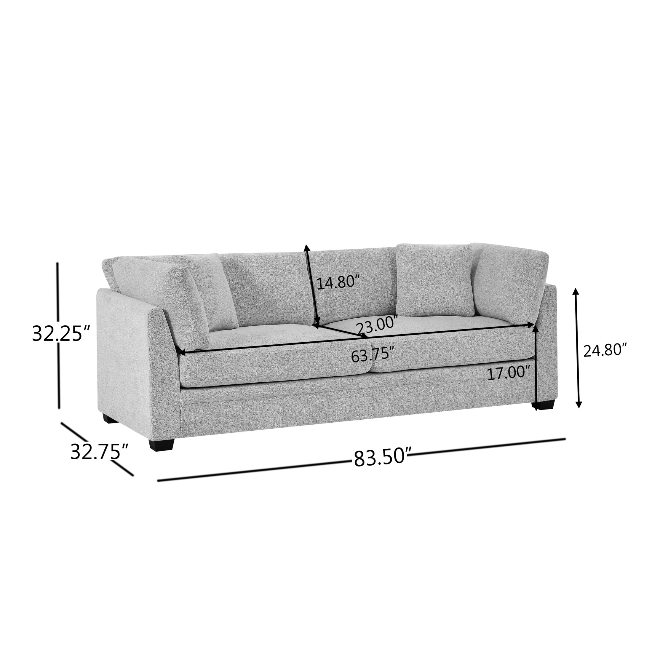Christopher Knight Home 83.5" Modern 3-Seater Sofa with Flared Arms and Pillows, Chenille Upholstery, Beige