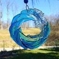 thumbnail image 6 of Blue Wave Fused Glass Wall Decor,Handcrafted with Fused Blue Wave Glass and a Crystal Prism, Essence of The Ocean Perfect for Indoor or Outdoor Decor, 6 of 7
