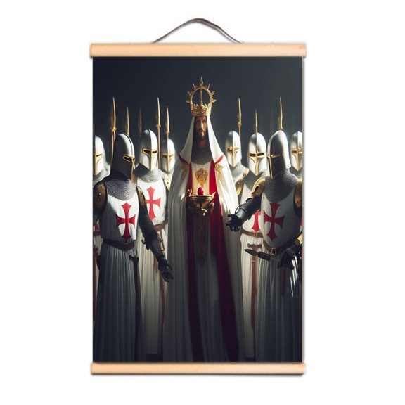 Medieval Crusader Warrior Wall Chart Room & Office Wall Decor Mural - Knights Templar Poster Vintage Solid Wood Scroll Painting 1,Multicolor,11.8X17.7 inches