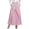 thumbnail image 2 of Umfun Women's Linen Blend Wrap Maxi Skirt with Front Cross Detail - Graced High Waist Long Skirt for Beach Vacation & Casual Daily Wear, 2 of 9