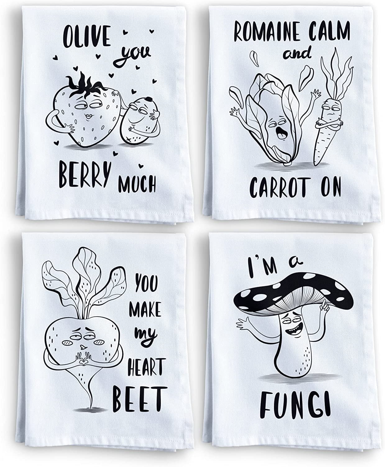 Buy Funny Kitchen Towels Decorative Set of 4 - Housewarming Gifts New Home  Cute Dish Gift Idea for House Warming, Apartment, Christmas, Birthday  Vegetables Sayings, White Online at Lowest Price in Ubuy
