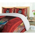 thumbnail image 5 of Ambesonne Egypt Duvet Cover Sets, Ornamental Bird Composition, 2-King, Teal and Red, 5 of 7