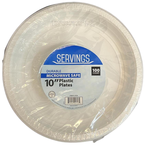 VeZee Serving Dining 10 Inches Disposable Salad Plastic Plates Good to use in Microwave