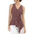 thumbnail image 3 of MODA NOVA Junior's Striped Sleeveless V Neck Wrap Tie Waist Top, 3 of 6