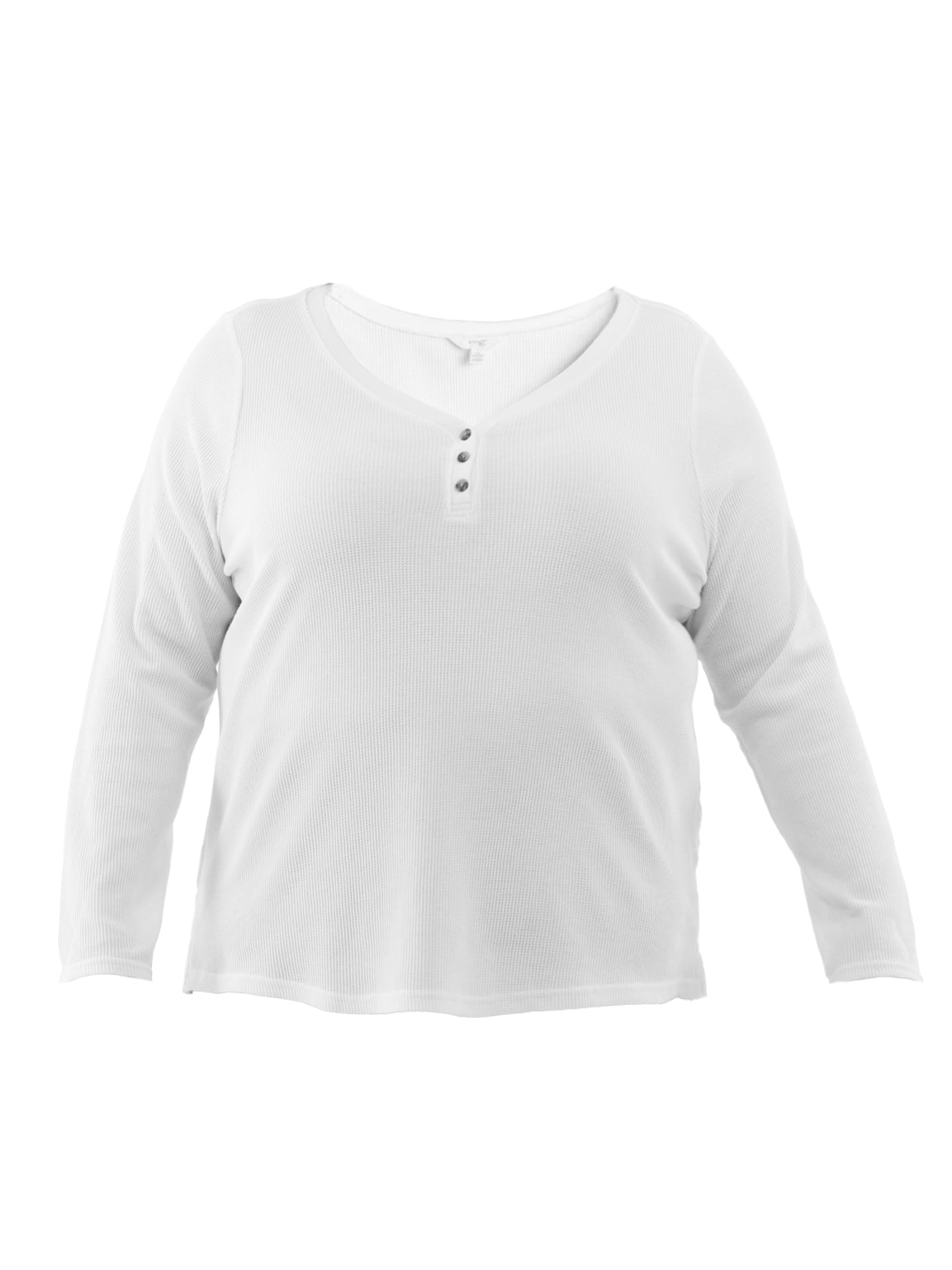 Terra & Sky Women's Plus Thermal Henley Top, Available in 1 and 2-Pack, Sizes 0X-5X
