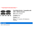 thumbnail image 2 of Front Brake Pad Set - Compatible with 2003 - 2009 Kia Sorento 2004 2005 2006 2007 2008, 2 of 2
