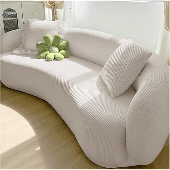 Stretch Semi Circle Curved Sofa Cover Couch Slipcover, Shaped Semi-Circular Curved Sofa Cover for Living Room, Washable Sectional Couch Slipcover(#1,4 seat [ 92-118 in])
