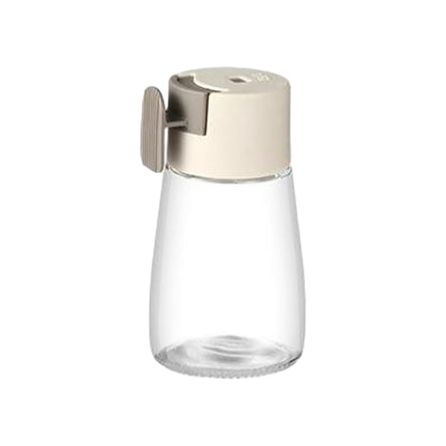 DOLITY Condiment Measuring Bottle, Clear Glass Condiment Bottle, 180ml Condiment Shaker Beige