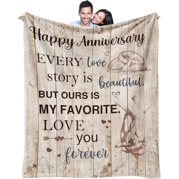 Wedding Anniversary Romantic Gifts for Him/Her, Anniversary Marriage Gifts for Couple Wife Husband Parents, Sweetest Day Gifts for Men Women Boyfriend Girlfriend Throw Blanket 50x60