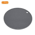 thumbnail image 3 of Silicona Salvamanteles Esteras 2uds, Redondo Caliente Sartenes Almohadillas Caliente Olla Soporte, Calor Resistente Panal Secado Estera para Cocina Encimera Mesa - Profundo Gris, 3 of 5