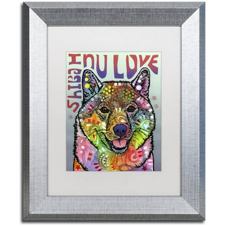 Trademark Fine Art Shiba Inu Luv Canvas Art By Dean Russo White Matte Silver Frame